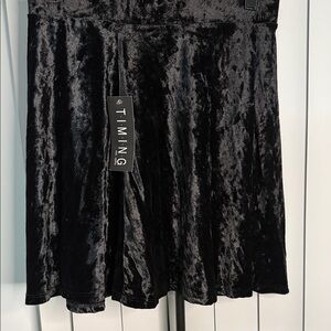 Timing Luxe Black Velvet Skater Skirt